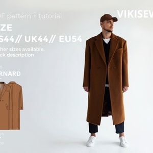 Bernard coat sewing pattern with tutorial size US 44 UK 44 EU 54