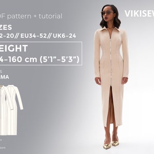 Velma Dress PDF sewing pattern with tutorial, size EU34-EU52 for 154-160 cm height