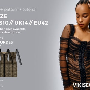 Lourdes dress pattern, corset dress pattern, formal slip dress pattern, pdf sewing pattern with tutorial size US 10 UK 14 EU 42
