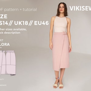 Vilora skirt sewing pattern with tutorial size US 14 UK 18 EU 46