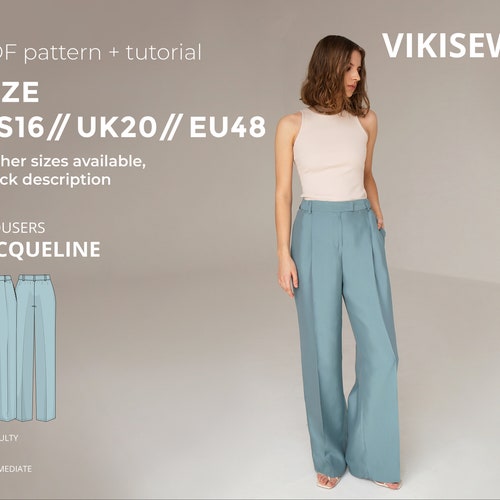 Jacqueline Classic Trousers Sewing Pattern With Tutorial Size - Etsy