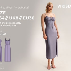 Marla dress sewing pattern with tutorial size US 4 UK 8 EU 36