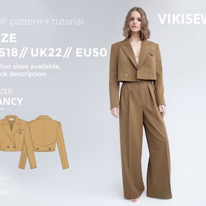 Nancy blazer sewing pattern with tutorial height US 18 UK 22 EU 50