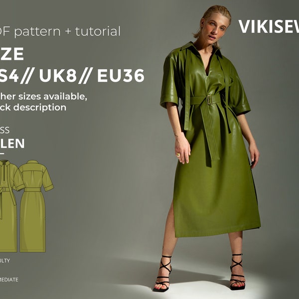 Modèle de robe Helen avec tutoriel pdf taille US 4 UK 8 EU 36