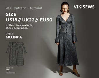Melinda dress sewing pattern with tutorial size US 18 UK 22 EU 50