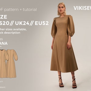 Diana Kleid digitales Schnittmuster pdf Schnittmuster mit Anleitung Größe US 20 UK 24 EU 52