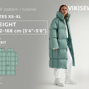 Nurit coat 162-168 height sizes XS-XL pattern, straight oversized sewing pattern with tutorial