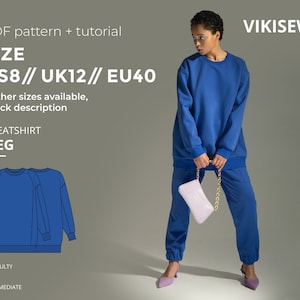 Meg sweatshirt digital pattern pdf sewing pattern with tutorial size US 8 UK 12 EU 40