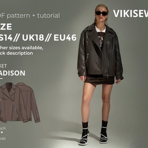 Madison leather jacket pattern with pdf tutorial US 14 UK 18 EU 46