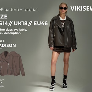 Madison leather jacket pattern with pdf tutorial US 14 UK 18 EU 46