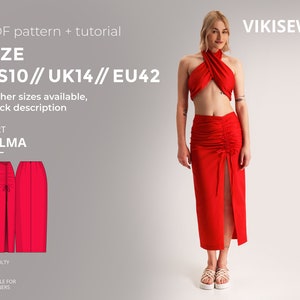 Salma skirt digital pattern pdf sewing pattern with tutorial size US 10 UK 14 EU 42