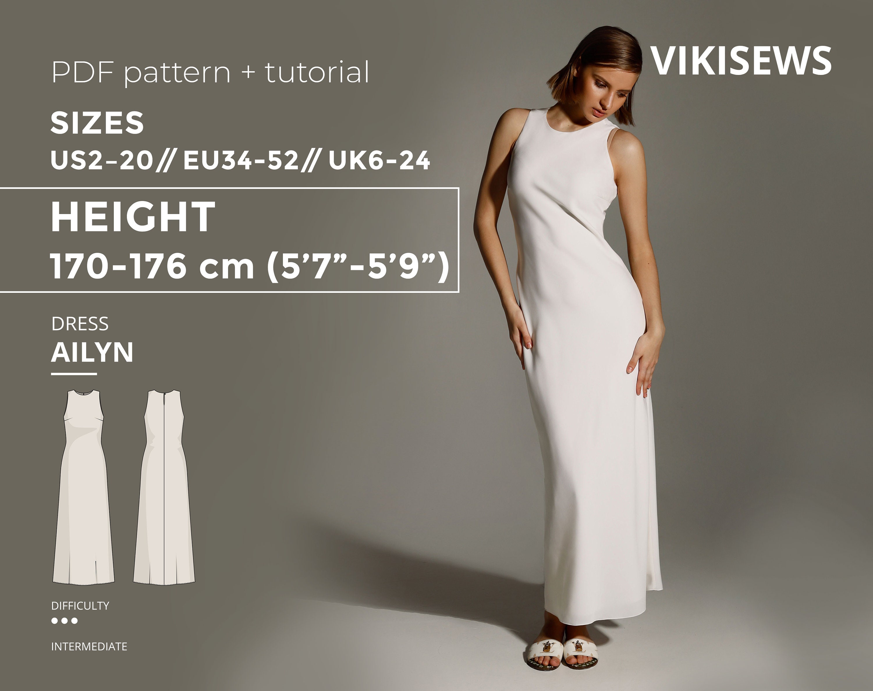 Bek kanaal iets Ailyn Dress 170-176 Height US Sizes 2 20 Pattern Sewing - Etsy