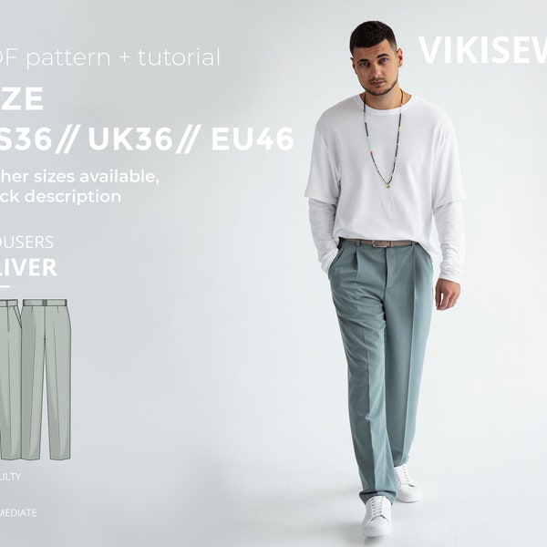 Oliver trousers sewing pattern with tutorial size US 36 UK 36 EU 46