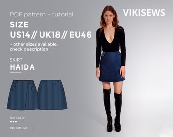 Haida skirt sewing pattern with tutorial size US 14 UK 18 EU 46