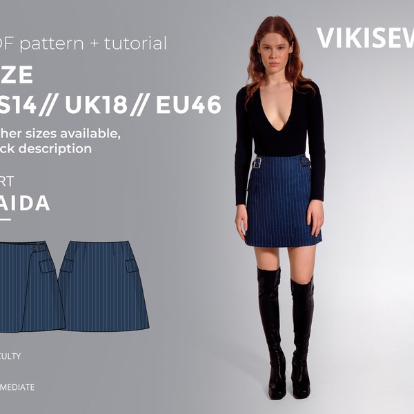 Haida skirt sewing pattern with tutorial size US 14 UK 18 EU 46