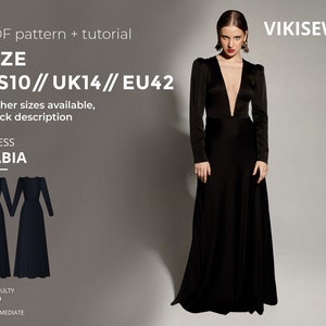 Fabia dress sewing pattern with tutorial size US 10 UK 14 EU 42