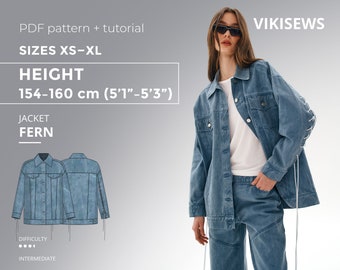 Fern Denim Jacket Digital Pattern PDF Sewing Pattern With Tutorial