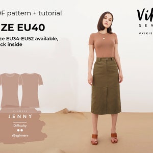 Jenny tight fit t-shirt sewing pattern with tutorial  size US 8 UK 12 EU 40