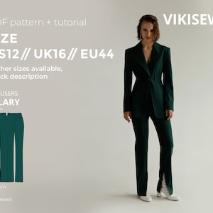 Hilary close-fitting trousers pattern with pdf tutorial size US 12 UK 16 EU 44