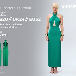 Crystal dress digital pattern pdf sewing pattern with tutorial size US 20 UK 24 EU 52