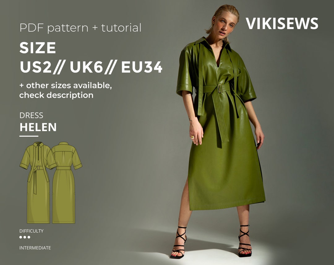 Helen Dress Pattern With Pdf Tutorial Size US 2 UK 6 EU 34 - Etsy