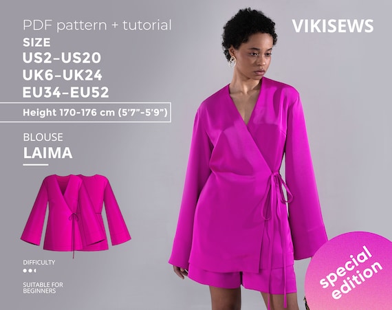 Vikisews Sewing Patterns for Women - Violet Dress Sewing Pattern for Women  - Size US2 - US20 Plus Size - Appropriate for Beginners with Easy to Follow