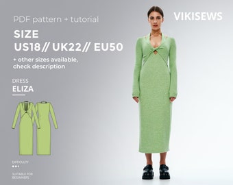 Eliza dress pattern with pdf tutorial size US 18 UK 22 EU 50