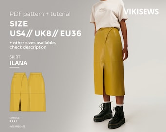 Ilana skirt digital pattern pdf sewing pattern with tutorial size US 4 UK 8 EU 36