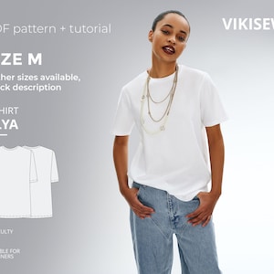 Alya basic t-shirt sewing pattern with tutorial size M