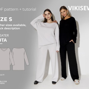 Ruta sweater digital pattern pdf sewing pattern with tutorial size S