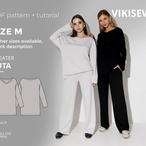 Ruta sweater digital pattern pdf sewing pattern with tutorial size M