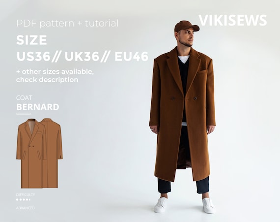 Bernard Coat Sewing Pattern With Tutorial Size US 36 UK 36 EU 46
