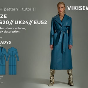Gladys coat pattern with pdf tutorial size US 20 UK 24 EU 52