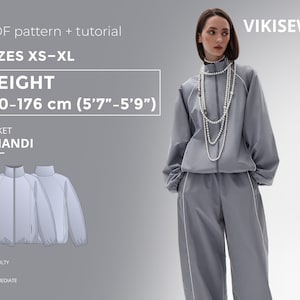 Khandi Jacket PDF sewing pattern with tutorial, size XS-XL for 170-176 cm height