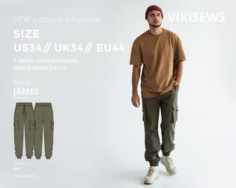 James pants sewing pattern with tutorial size US 34 UK 34 EU 44
