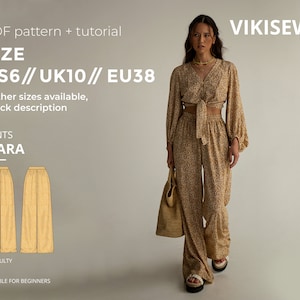 Mara voluminous summer pants sewing pattern with tutorial size US 6 UK 10 EU 38