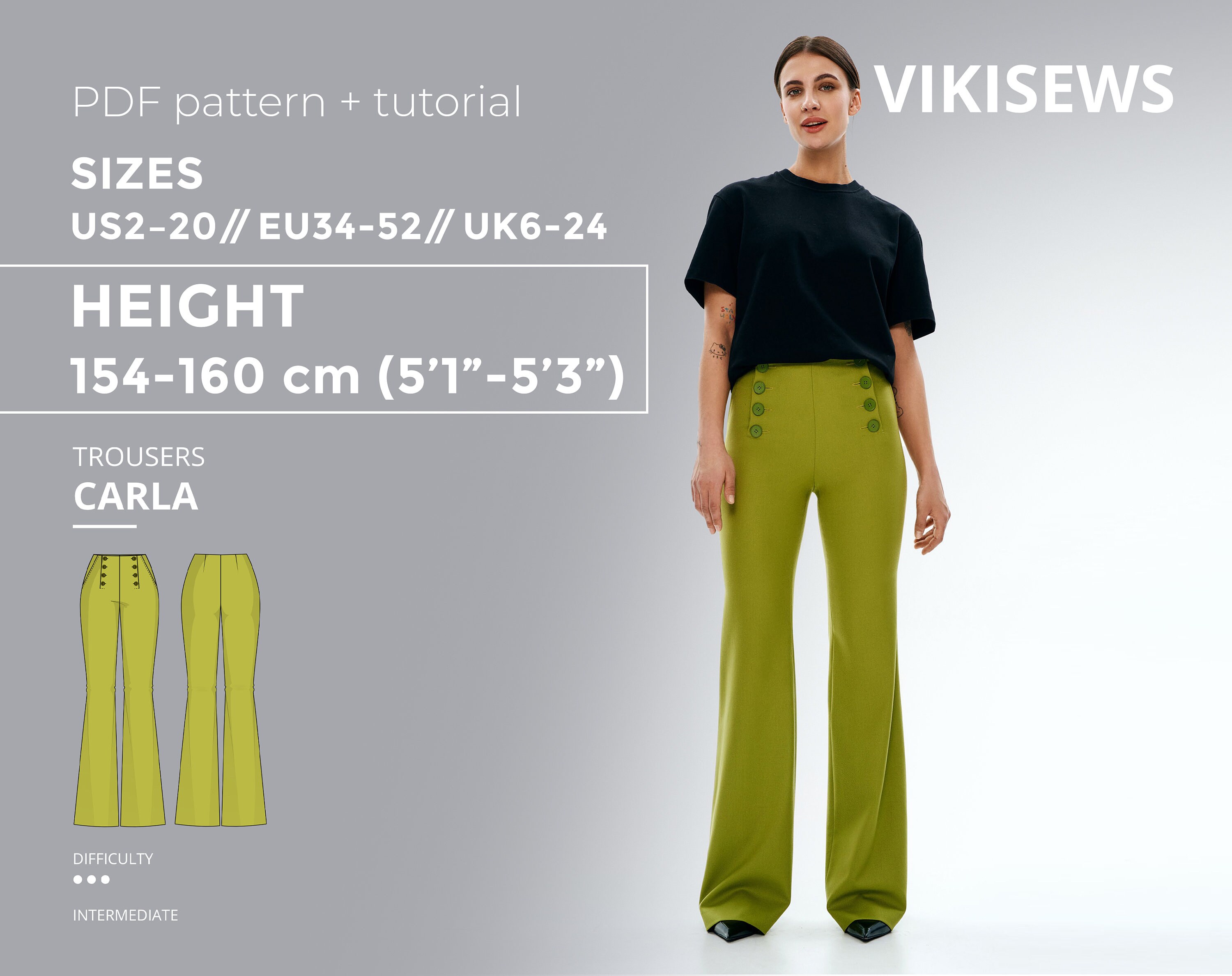 Leather Pants Digital PDF Sewing Pattern // US Size 00-14