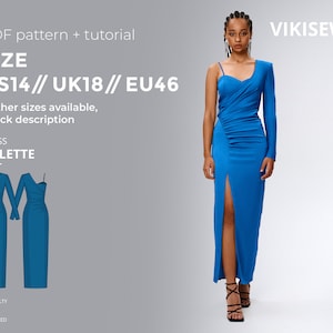 Colette dress digital pattern pdf sewing pattern with tutorial size US 14 UK 18 EU 46