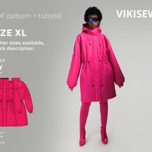 Joy parka digital pattern pdf sewing pattern with tutorial size XL