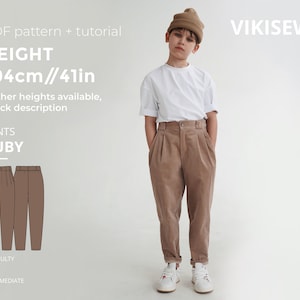 Ruby pants sewing pattern with tutorial height 41 in 104 cm