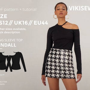 Kendall top sewing pattern with tutorial size US 12 UK 16 EU 44
