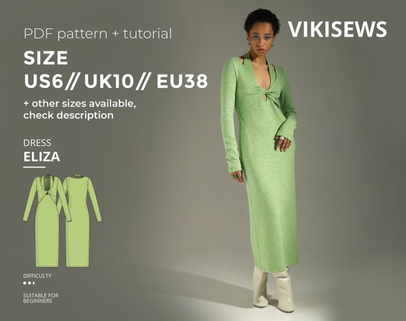 Eliza Dress Pattern With Pdf Tutorial Size US 6 UK 10 EU 38 Etsy eliza-dress-pattern-with-pdf-tutorial-size-us-6-uk-10-eu-38-etsy
