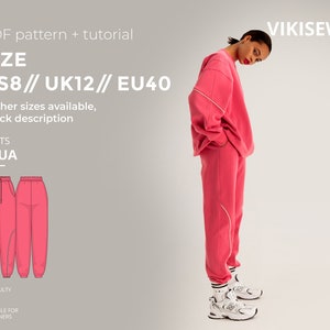 Trua pants digital pattern pdf sewing pattern with tutorial size US 8 UK 12 EU 40