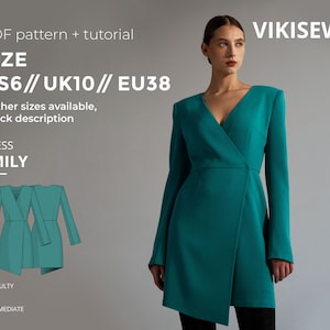 Emily dress pattern with pdf tutorial size US 6 UK 10 EU 38