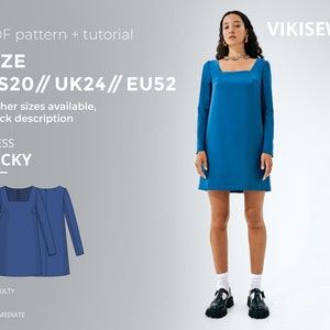 Becky dress digital pattern pdf sewing pattern with tutorial size US 20 UK 24 EU 52