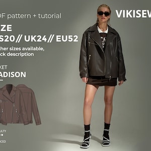 Madison leather jacket pattern with pdf tutorial US 20 UK 24 EU 52