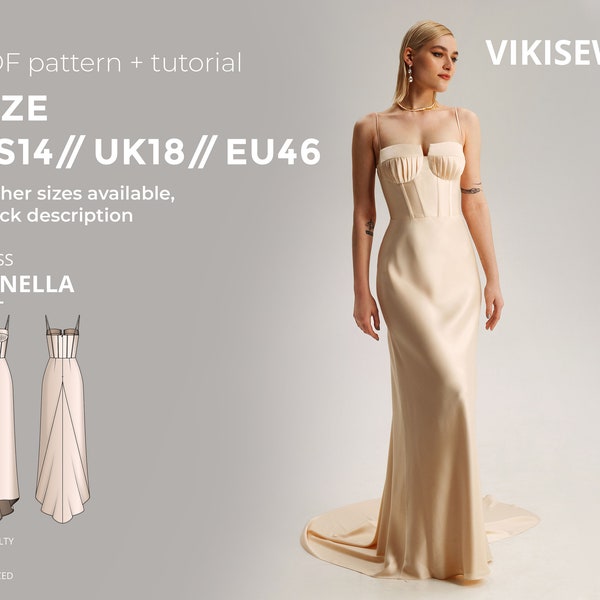 Ornella dress sewing pattern with tutorial size US 14 UK 18 EU 46