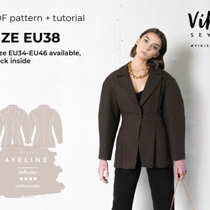 Aveline blazer with an accentuated waist sewing pattern with tutorial size US 6 UK 10 EU 38