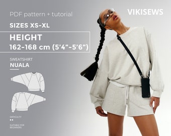 Nuala sweatshirt PDF-naaipatroon met tutorial, maat XS-XL voor 162-168 cm hoogte