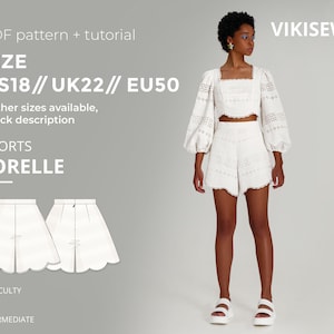 Sorelle short digital pattern pdf sewing pattern with tutorial size US 18 UK 22 EU 50